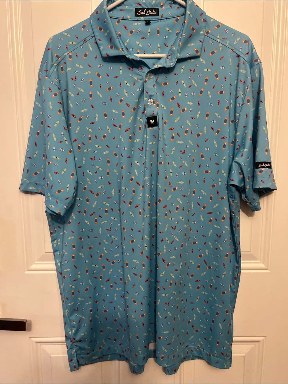 Bad Birdie Men's Golf Polo Dock Solid boat print XL